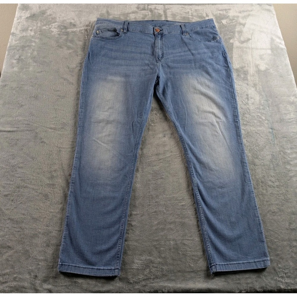 Mugsy Jeans Mens 42x30 Blue Cooldowns Stretch Light Wash Straight Denim Casual